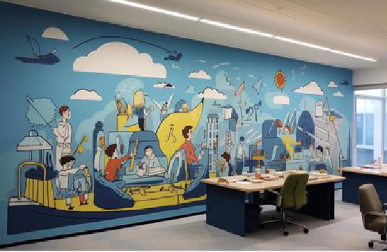 略阳办公室墙绘的特点。